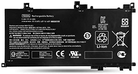 TE03XL Batterie d'ordinateur Portable | Remplacement pour HP Pavilion 15 Omen 15-BC000 15-BC015TX BC400NA BC006NA BC411TX BC406TX BC407TX BC408TX (11.55V 61.6Wh)
