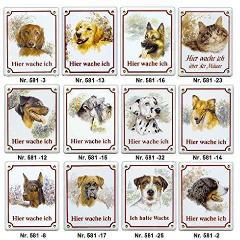 Hundeschilder-aus echtem Emaille-Schild-210 x 148 mm-Hund-Türschilder-Hunde-Tiere-Email-Hinweisschild-Warnschild (581-23 -Hauskatze)