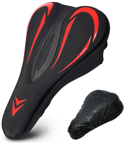 Souke Sports Narrow Bike Seat Cover,Foam&Gel Cycling Seat Cushion Pad,Anti-Slip Bicycle Saddle Pad For Women Men With Water&Dust Resistant Cover
