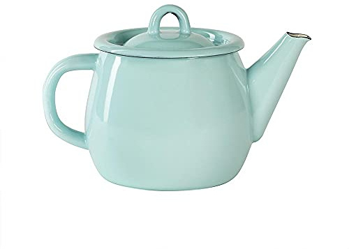 FANMEX - Fantastik - Teiera in acciaio smaltato stile vintage 1 lt - alta qualità (azzurro)