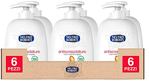 6x Neutro Roberts Sapone Liquido Antiscrepolature con Olio di Argan Dermatologicamente Testato - 6 Flaconi da 200ml ognuno