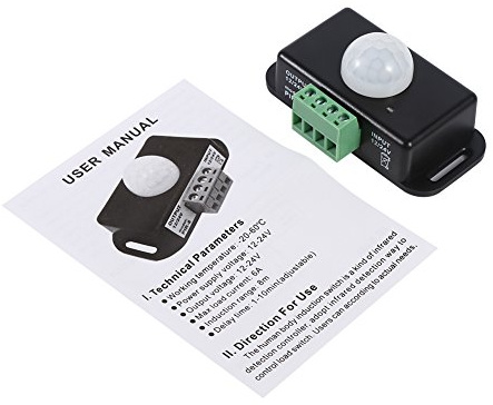 Haofy Interruttore Sensore di Movimento a LED, Interruttore Rilevatore di Movimento PIR a Infrarossi per la Sicurezza del Corpo DC 12V / 24V per Striscia Luminosa a LED