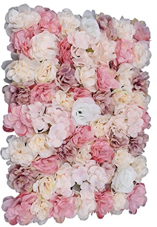 RainWeel 12 Stück Blumenwandpaneel Künstliche Blumenwand Rosenwand Hintergrund Home Hochzeit Party DIY Blumendekor 40 x 60 cm