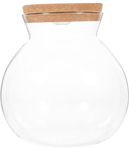 POPETPOP Led Light Ecological Bottle Fish Tank Micro Landscape Glass Terrarium Jar with Diy Home Decoration 6.30In Clear Glass Aquarium Bowl