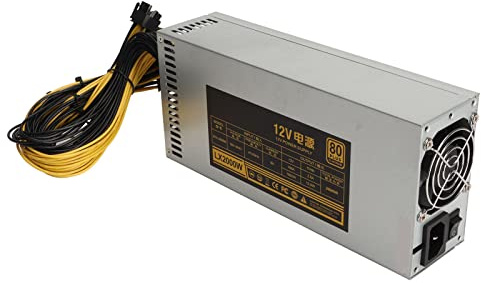 Focket Mining Netzteil mit 2000 W, Miner Netzteil mit 8 GPUs, Einkanal 2U Miner Netzteil für Bitmain Ethereum Bitcoin Mining Rigs, Krypto Miner Rig Zum Schürfen von Krypto Münzen