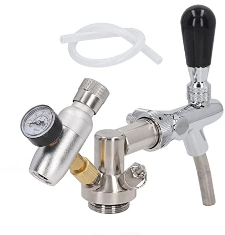 OUSIKA Beer Keg Dispenser Kit, Food Grade Stainless Steel Portable Growler Tap with Pressure Gauge, Mini Keg Dispenser Kegerator Kit, Elegant Beer Keg Accessory for Craft Beer, Draft and Homebrew Disp