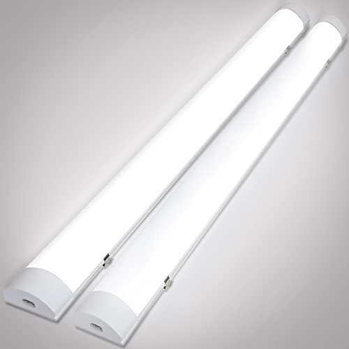 Gimisgu 2x LED Feuchtraumleuchte 60CM, 18W Deckenleuchte Neutralweiß 4000K, Led Röhre IP65, led garagenbeleuchtung, led werkstattlampe, Weiß