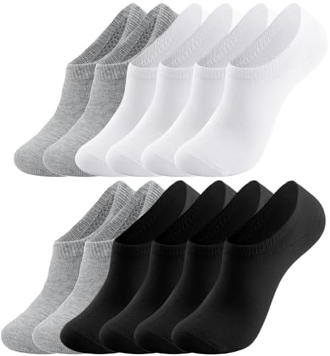 flintronic sneakerstrumpor, osynliga strumpor unisex, strumpor dam och herr, korta strumpor bomull andas 35-38/39-42, 8 svart x 2 + vit x 2 + grå x 2 (39–42), One Size