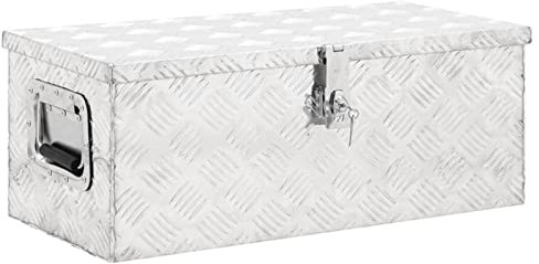 SECOLI Aluminiumkiste Alu Box Koffer Werkzeugbox Transportkiste Anhängerbox Deichselbox BoxentypAluminium box mit Schloss metallkiste-Silber-70 x 31 x 27 cm