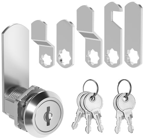 Serratura per cassetta delle lettere, 20 mm, con 5 chiavi e 5 diverse piastre di serratura, serratura per armadi, cassetta delle lettere, serratura a leva per mobili per cupboard, ante dell'armadio