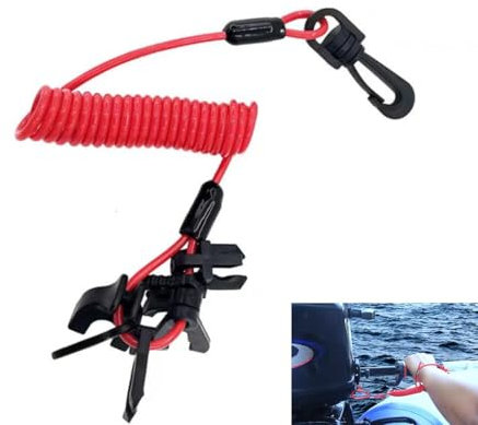 BOBOZHONG Cordón para Llave de Interruptor de Parada de Motor,Universal Barco Fuera de borda Encendido del Motor Interruptor de Parada de Emergencia Cable Enrollado para candado de Moto,con 7 Llaves