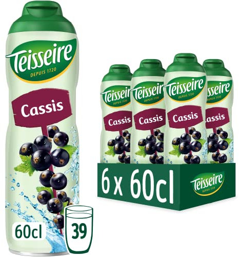 Teisseire Jarabe de grosella negra para bebidas refrescantes, cócteles, bidón reciclable 6 x 60 cl