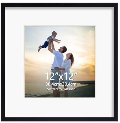 EYMPEU Bilderrahmen 30x30 CM 1 Stück, für Wand und Tisch, geeignet für den Einsatz in Büros und Wohnungen, Schwarz