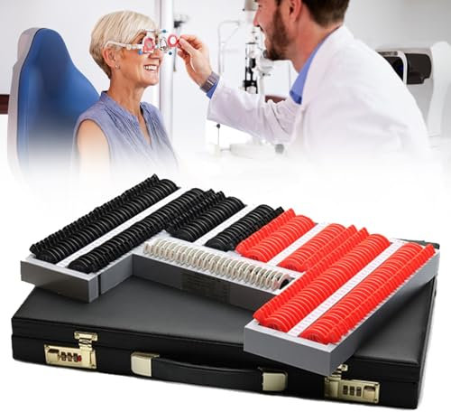 Naturalpowev 266 Piece Trial Lens Set Optometry Equipment Optical Trial Lens Set, Lens Aperture 26mm, Use for Optometrists, Vision Testers, Includes Leather Password Box
