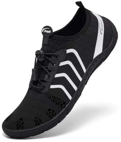 Steppli Water Shoes Sea Surf Aqua Quick-Dry Breathable Weitsuit Non Slip Lightweight Shoes for Men Women Black EU38=UK5