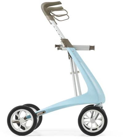 byACRE Carbonio Ultralight Rollator Walker – deambulatore in carbonio più leggero al mondo, solo 4,8 kg, uso interno ed esterno, pieghevole con sedile e facile da trasportare (blu mattina, binario
