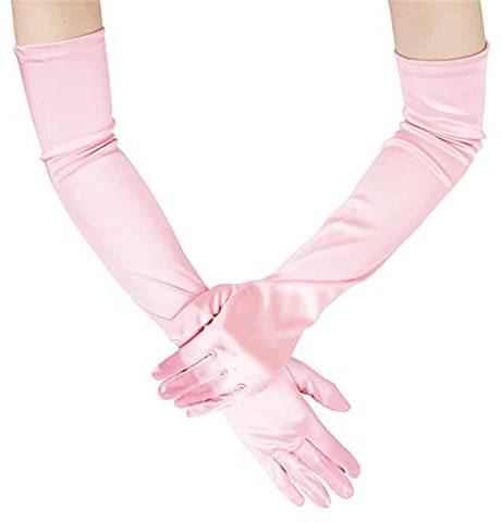 Maxtonser Lange Handschuhe für Damen, Hochzeitshandschuhe, Tanzhandschuhe, Bankett-Handschuhe, Abschlussball, rosa