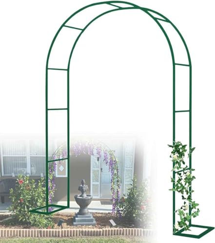 Extra breiter Gartentorbogen für Rosen, Kletterpflanzen, Stütze, schwarze Hochzeitslaube, Pergola, Rankgitter, Weinreben, Torbogen, extra hoch, 1,8 m x 2,2 m