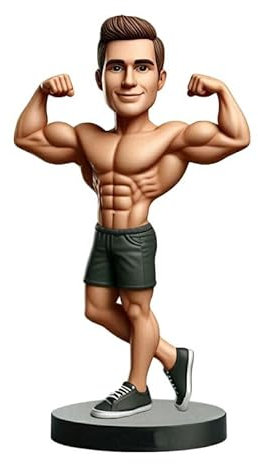 mydedor Individuelle Wackelkopf-Figur, Basis auf Ihrem Kopf, handgefertigt, muskulös, männliche Figur, personalisiertes Geschenk für erwachsenen Mann, Familie, Freund, Kollegen, Chef