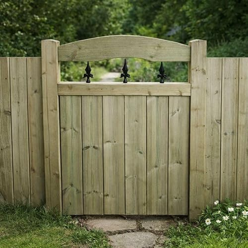 Wooden Garden Dome Gate Pedestrian Gate Wooden Pressure Treated 3ft 90cm,(90 cms High x 105 cms Wide x 5 cms Deep)