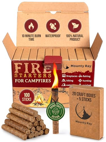 100 pcs Fire Starters for Campfires - Natural Fire Starters Sticks - Water Resistant & Odorless - All-Weather Charcoal Starter - for Indoor and Outdoor Use