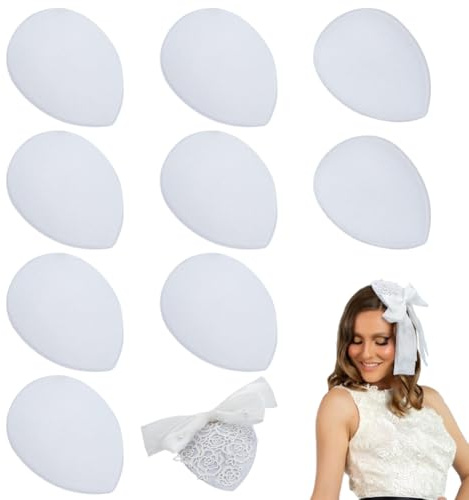 FINGERINSPIRE Damen 10er-Pack Fascinator Hutbasis Weiß EVA Stoff Tropfenform DIY Millinery Basis Cocktailhüte Bastelbedarf