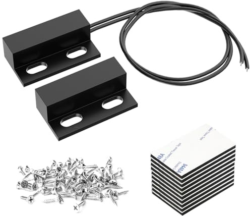 SCOOYUCK 5-Pack Magnetic Door Sensor, NC, Black, Automatic, Plunger Actuator