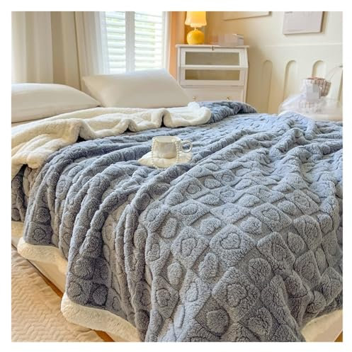 REIFOR Decke Wohndecke Kuscheldecken Fleece-Überwurfdecke, Weiche Decke Mit Herzmuster, Warme, Gemütliche Winterdecken, Plüsch Decke Kuschelig Sofa(Light h,200x230cm)