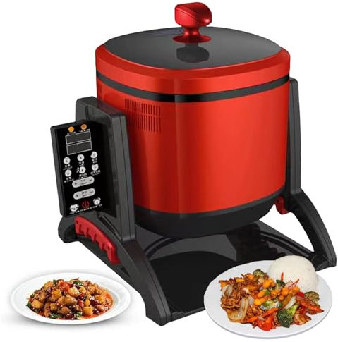 LXWKAI Robot culinaire Commercial | Machine à sauté rotative à 360° | Cuiseur Vapeur et multicuiseur 6 L | Minuterie et 7 Vitesses réglables | Machine à Riz Frit pour Snacks, Restaurants, hôtels