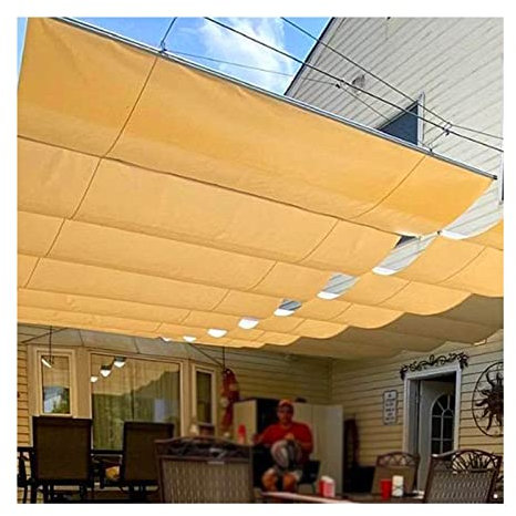 Ausziehbares wasserdichtes Pergola-Sonnensegel für Außenbereich, Terrasse, Garten, UV-Blockdach, Markise in Beige (1,1 x 5,5 m)