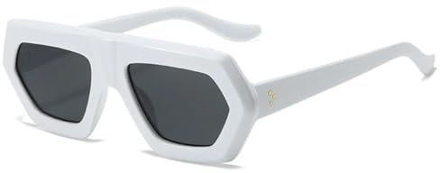 WFFZTZW Modische Sonnenbrille mit Farbverlauf für Damen, Retro, Herren, klare Gläser, Brillengestell, UV400 (weiß/schwarz)