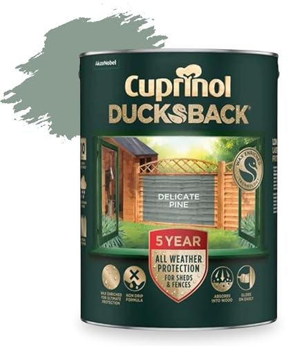 AOC24 5L Ducksback Paint - Garden Wood Treatment for Sheds, Fences & Furniture - Quick Dry Exterior Paint - Weatherproof Protection - Non-Drip, Low VOC - 10m²/L Coverage (Delicate Pine, 5L)