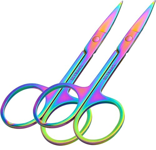 2Pcs Nail Scissors - Curved Blade - Stainless Steel - for Manicure, Pedicure, Cuticle, Thick Toenails, Beard, Nose, Hair-Trimming - Unisex Grooming Nail Scissors for Toenails ﻿