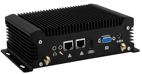 Glovary Fanless Industrial Mini PC, Core i5 8350U Lüfterloser Industrie Computer, Win 11 Linux Server Lüfterlos, Barebone NO RAM NO SSD, 4K HD, 2 x Gigabit LAN, 2 x COM, 8USB Port, WiFi, BT