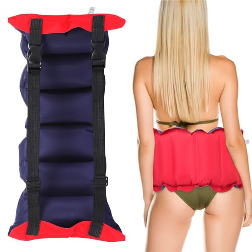 UPKOCH Aufblasbarer Schwimmgürtel für Anfänger Verstellbar Hohe Auftriebskraft Tragbar zum Schwimmen und Training mit Schnellverschlüssen Rot Blau PVC Canvas