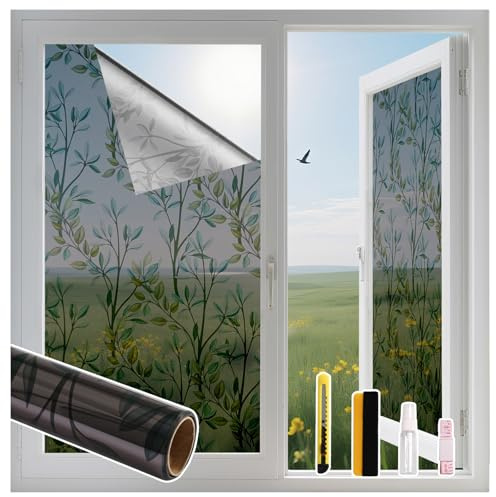 Finnez Fensterfolie Selbstklebende Sonnenschutzfolie, Schwarz 75 x 200 cm | Selbsthaftend Anti UV Blickdichte für Fenster Innen & Außen Statische Dekofolie für Wohnzimmer Küche Büro