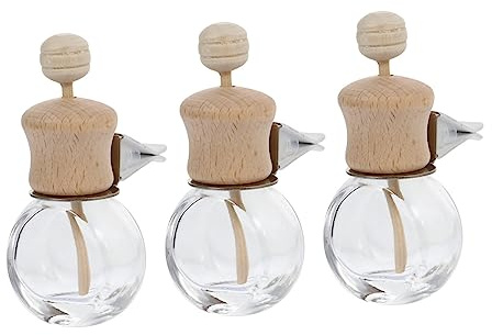 Ipetboom Aroma Car Bottle Set 3pcs Glass Essential Oil Diffuser Bottles for Air Vent Auto Fragrance Aromatherapy Perfume for Vehicle Use