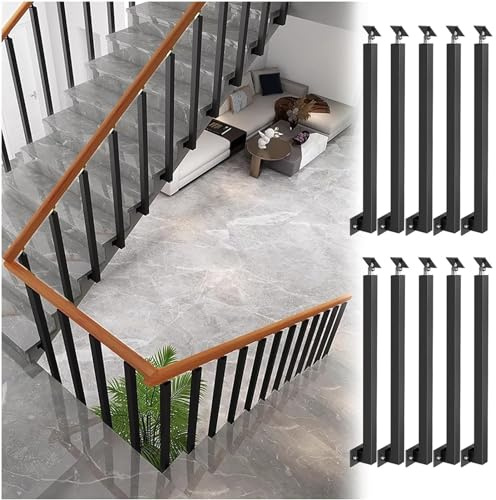 Poteau de balustrade réglable en métal noir à 270° – Idéal pour balustrades, escaliers extérieurs, terrasses, jardins et rénovations – et support élégant pour la sécurité