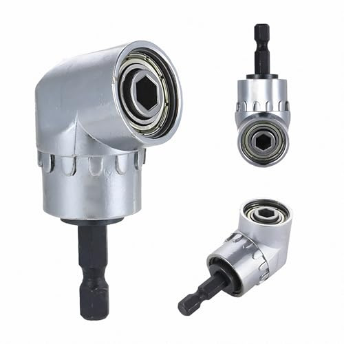 Foyscr 105 Degree Right Angle Drill Attachment, 1/4 Inch Hex Bit Socket Adapter, Power Screwdriver Extension for Tight Spaces, Corner Work