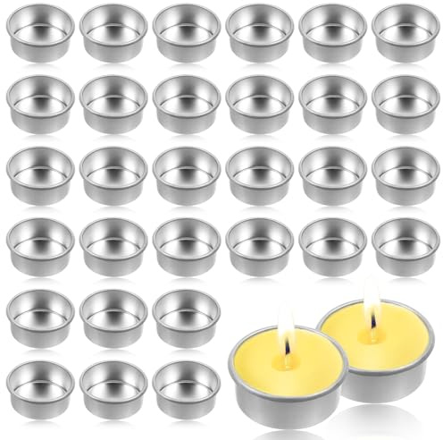 30 Stück Teelichthalter Metall, 40 mm Kerzenhalter Kerzenbecher Teelicht Zinnbecher Silber Stabkerzenhalter für Hochzeit Tischdekoration Flaschen Tafelkerz