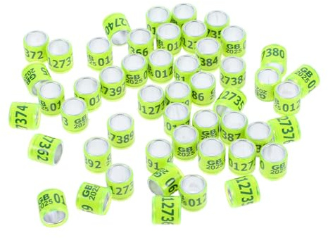 GALPADA 50 Pezzi Anelli per Gambe di Piccioni in Alluminio e Plastica Numerati Standard per Corse Resistente e Sicuro per Identificazione Uccelli da Gara