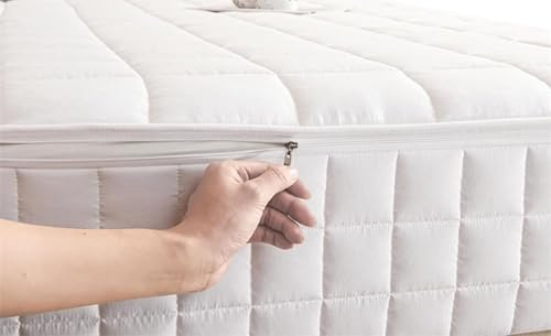 Proteggi Materasso con Cerniera - Trapuntato, Coprimaterasso 80x190/140x200/160x190 cm, Imbottito, Personalizzabile per Singolo, Una Piazza e Mezza e Matrimoniale(Bianco,160x190x15cm)