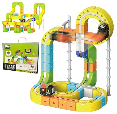 Hailerio Juego De Tren Eléctrico para Niños - Juguete Educativo Stem Magnético 3D | Tren Magnético Infantil para Niños Y Niñas,para Niñas Regalos Cumpleaños Navidad Hogar y Viajes
