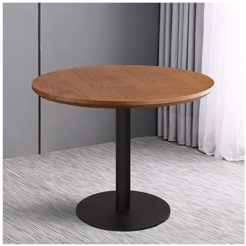Table de salle à manger ronde moderne du milieu du siècle en noyer pour 4 à 6 personnes, élégante table tulipe de 70 cm, plateau en bois épais de 1 cm et base en métal robuste, idéale pour les loisirs
