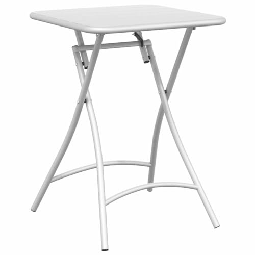 Mokuyary Bistrotisch Weiß 55 x 55 x 72,5 cm Pulverbeschichteter Stahl Gartentisch Balkontisch Esstisch, Outdoor Tisch Partytisch für Garten Terrasse Balkon