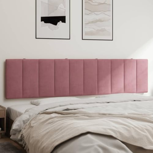 Owoxanthellate Rosa Samt Kopfteil Kissen 200 cm Linien-Design Hanko Wandkissen rückenpolster für Bett und Wohn Schlafzimmer