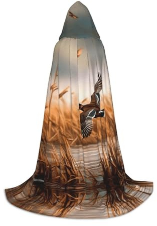 UENFFKDAP (Jagd fliegende wilde Ente) Druck Halloween Kapuzenumhang für Teenager Party Dekoration Umhang Größe S weich und elastisch