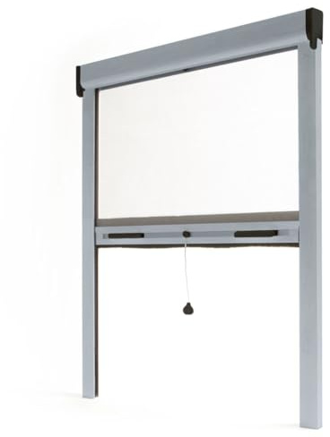Avosdim Fliegengitter-Rollo für Fenster, Aluminium, Luxus, Höhe 220 x Breite 125 cm, zuschneidbar, silberfarben, Schutz vor Insekten