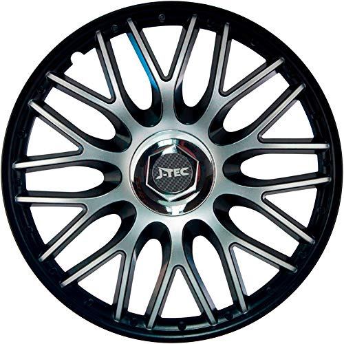 J-Tec 4er Set Radzierblenden Orden 13-Zoll Schwarz + Chrom Ringe