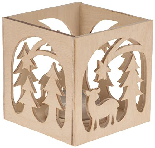 matches21 HOME & HOBBY Windlicht Weihnachten DIY Holz Bastelset für Kinder ab 9 Jahren Laubsägevorlage Bausatz